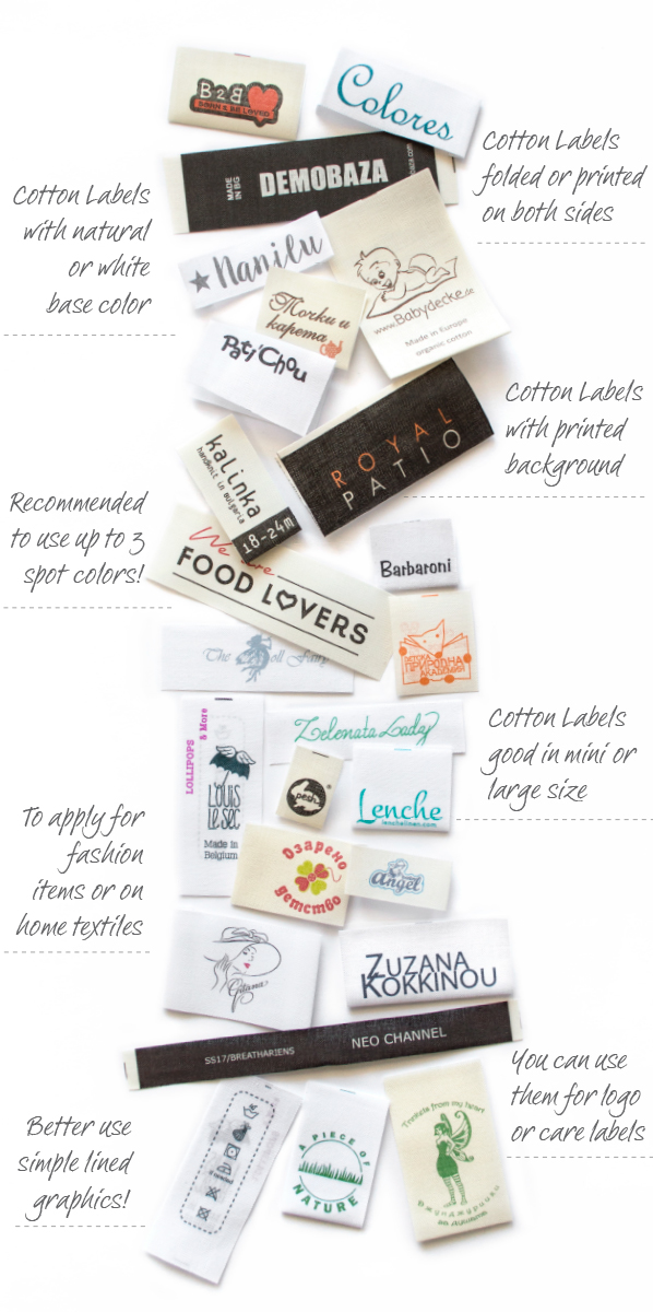 Cotton labels printed in europe