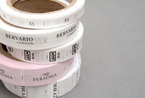 Textile labels on rolls